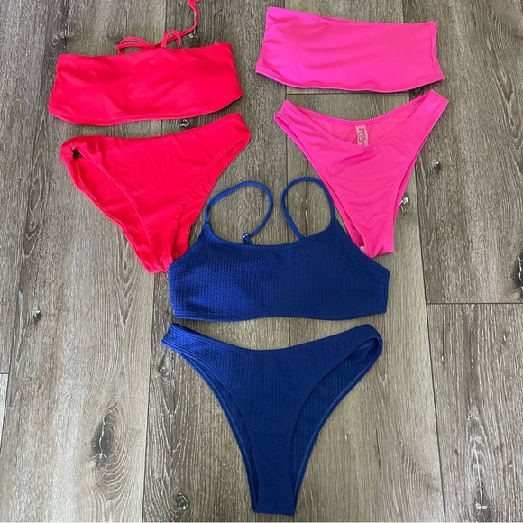 SHEIN Other - NWOT SHEIN 3 Bikini sets Size Medium  Pink, Blue, Red